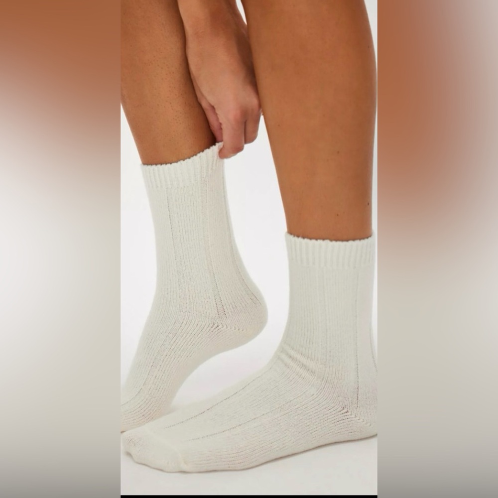 Free People Ribbed Knit Socks in Creamy